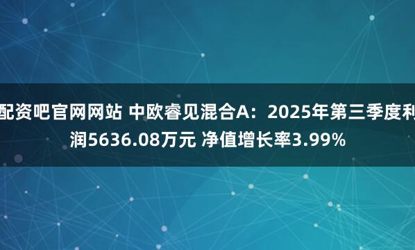 配资吧官网网站 中欧睿见混合A：2025年第三季度利润5636.08万元 净值增长率3.99%